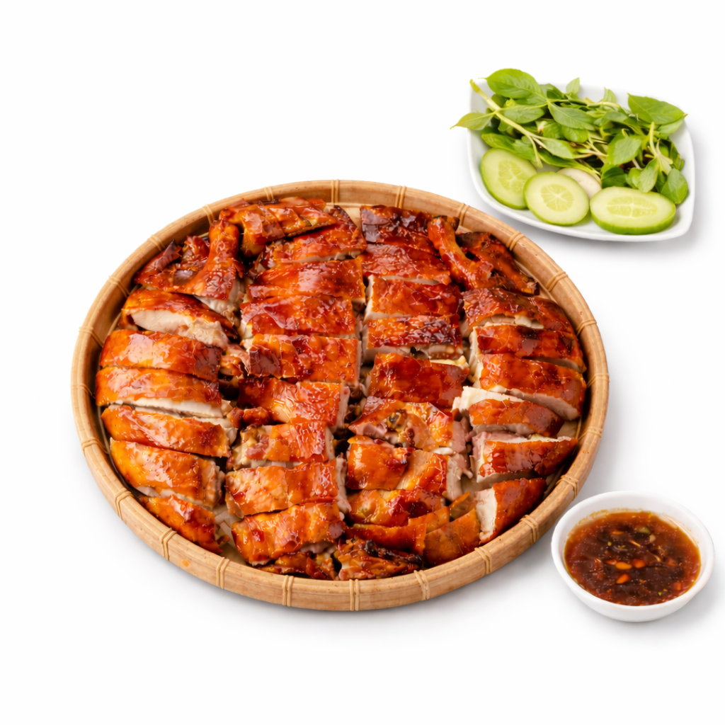 Vịt quay da giòn nên hâm lại bằng lò nướng để giữ độ giòn